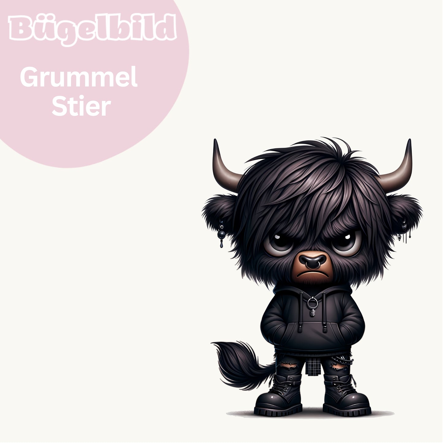 Bügelbild Grummel Stier