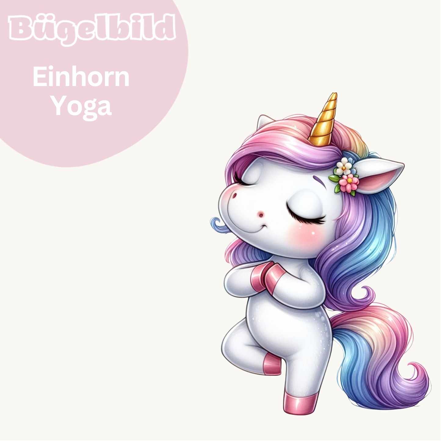 Bügelbild Einhorn Yoga