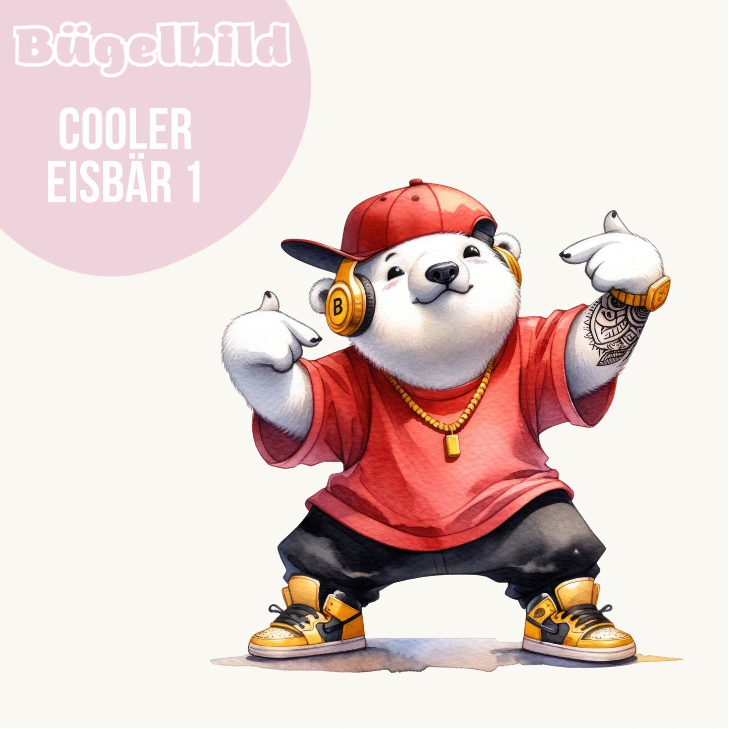Bügelbild Cooler Eisbär 1