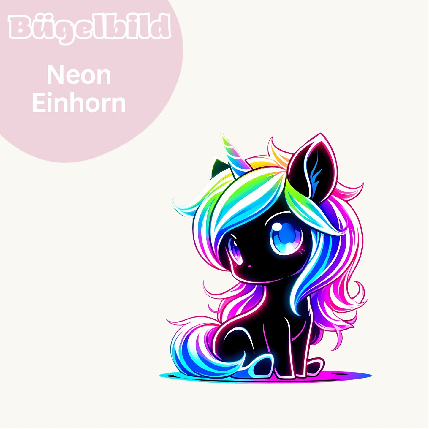 Bügelbild Neon Einhorn
