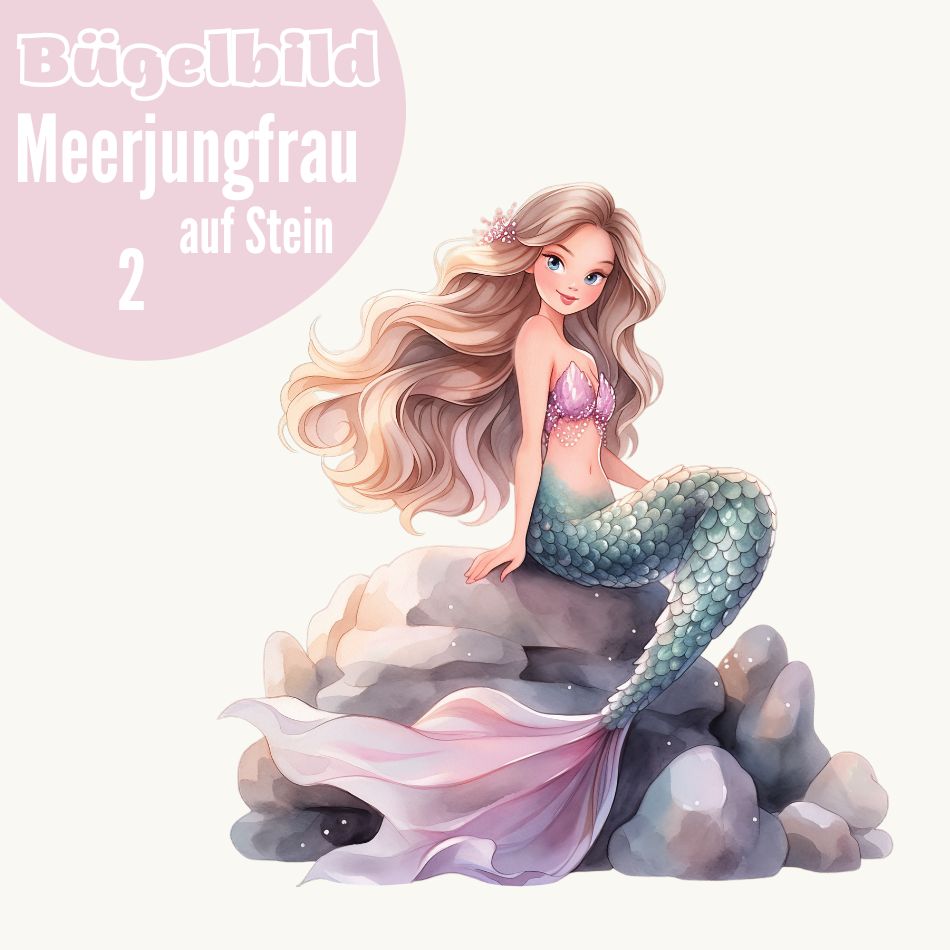 Bügelbild Meerjungfrau auf Stein 2