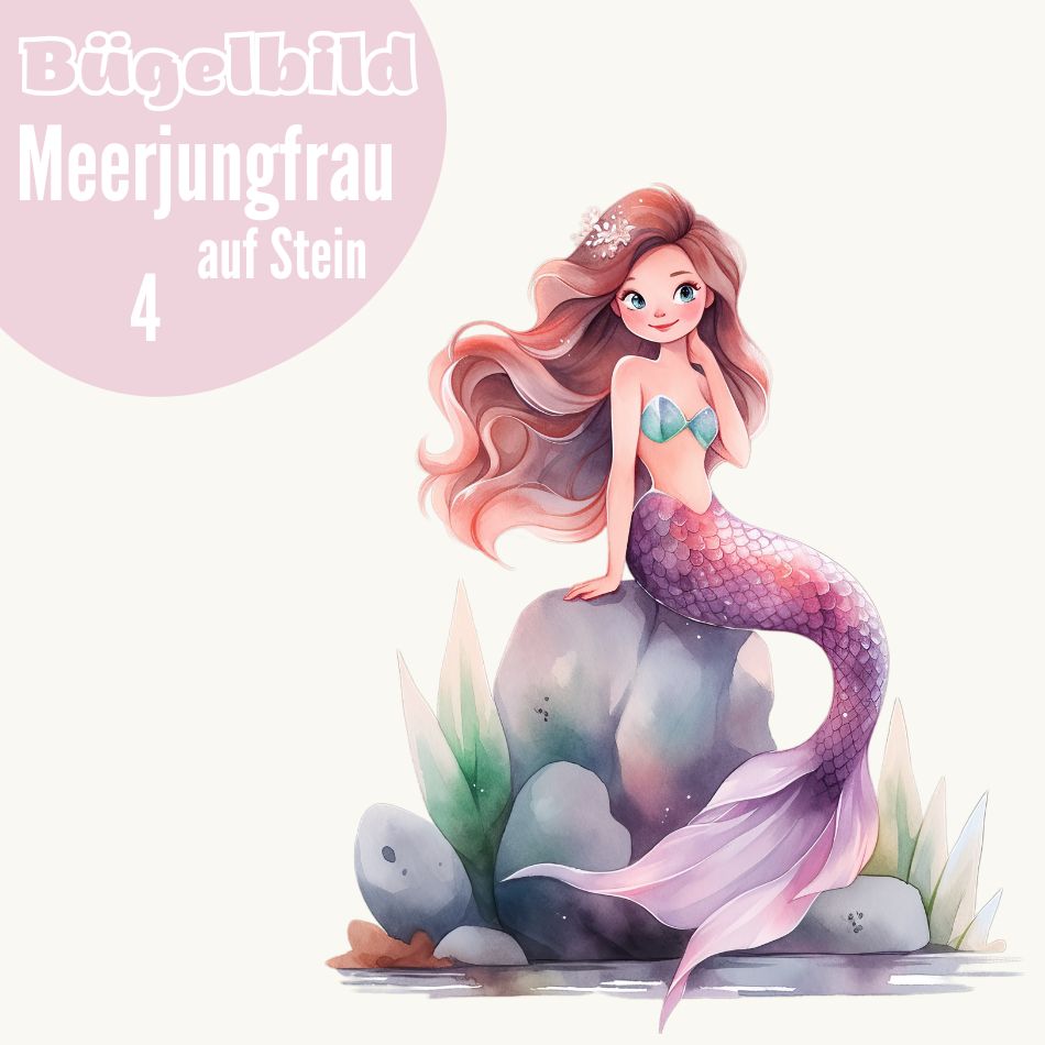 Bügelbild Meerjungfrau auf Stein 4