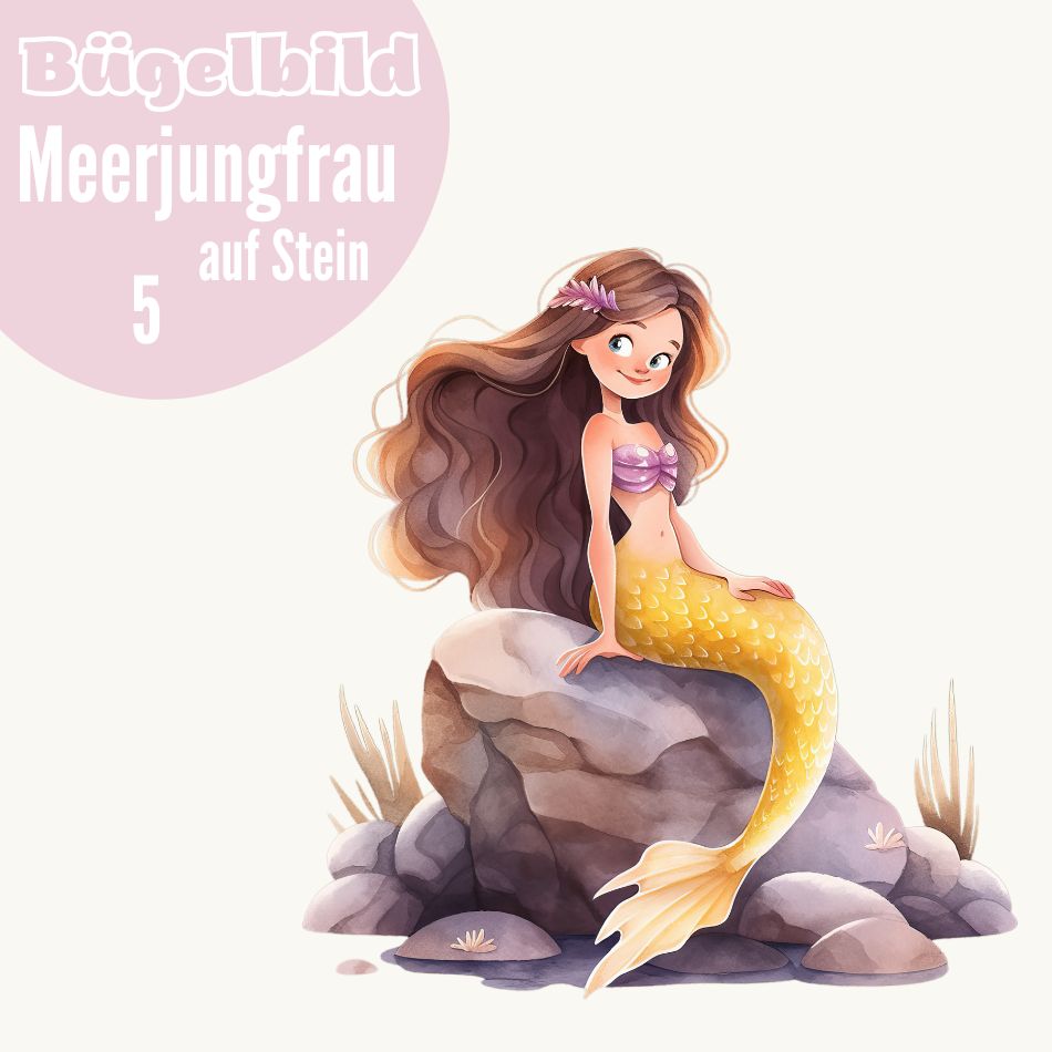 Bügelbild Meerjungfrau auf Stein 5