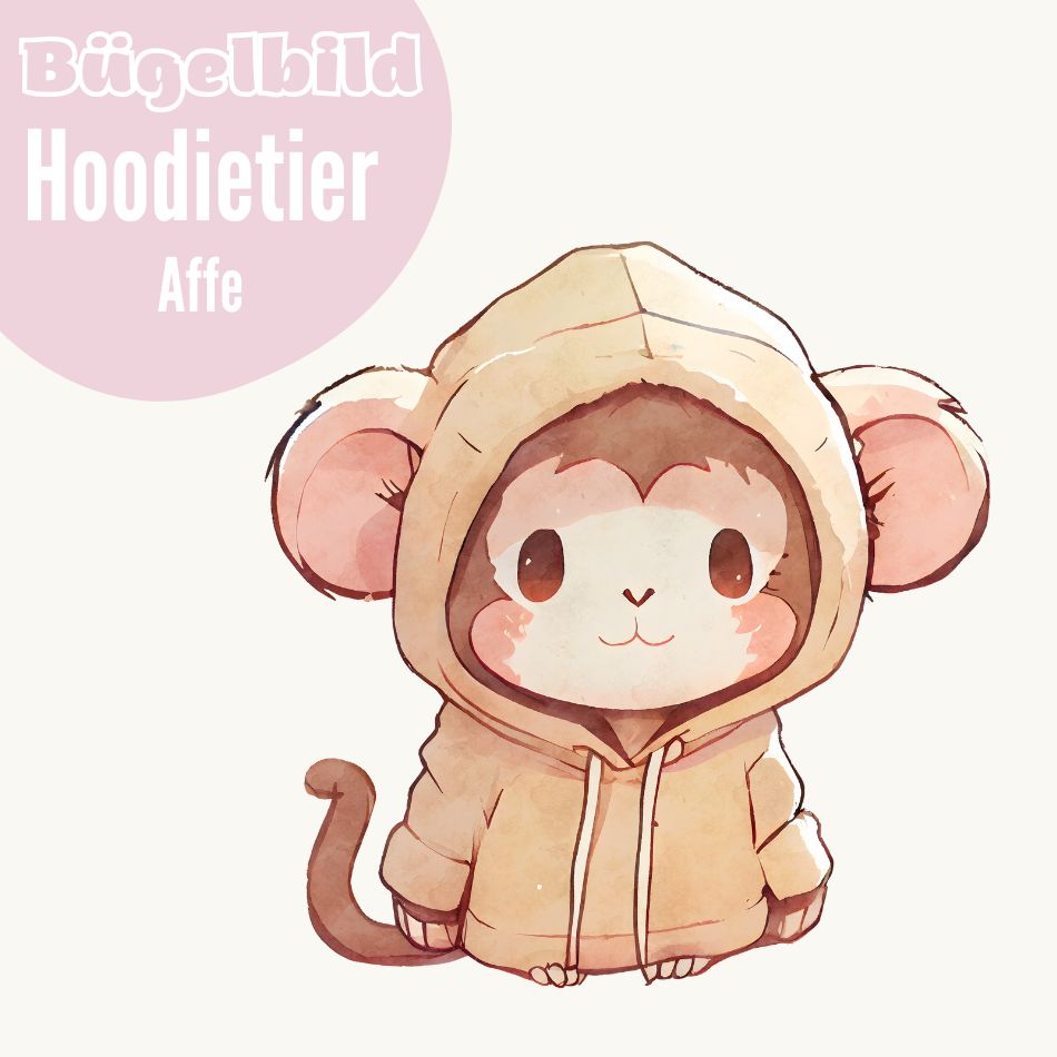 Bügelbild Hoodietier Affe