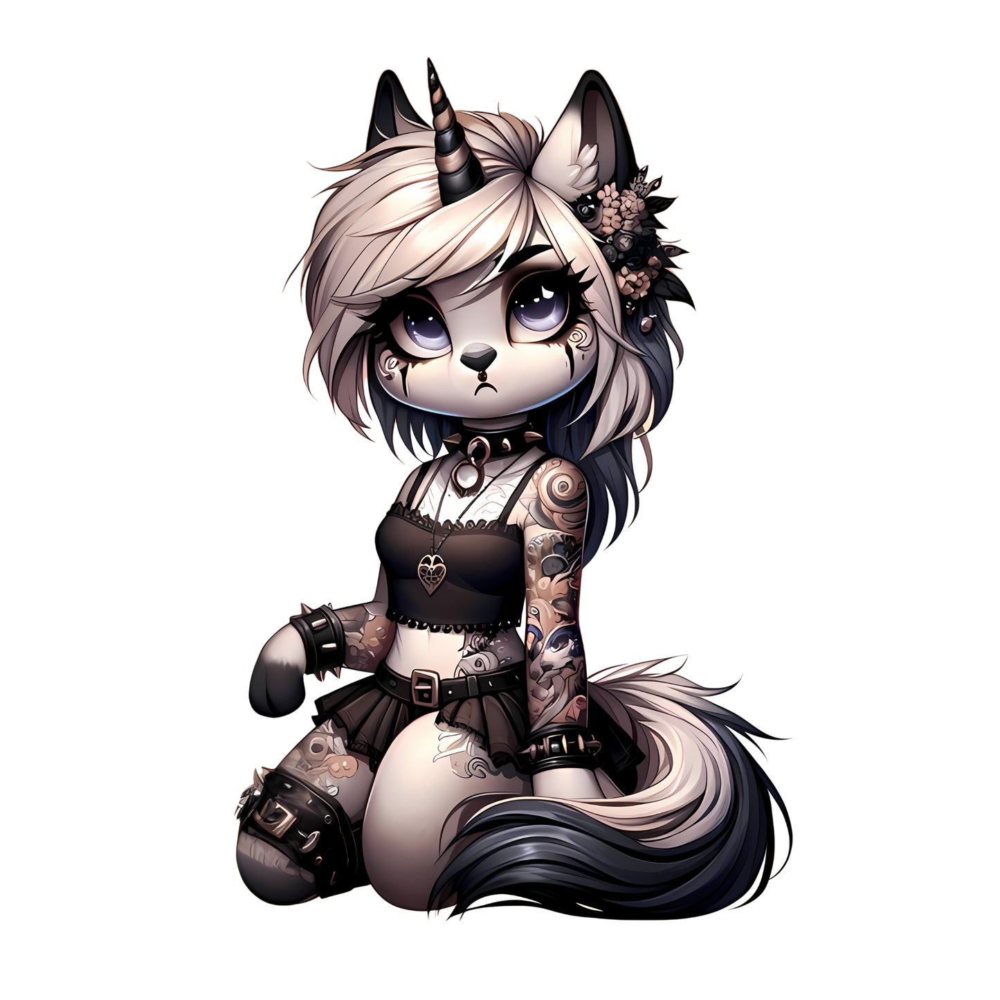 Bügelbild Gothic Einhorn 3