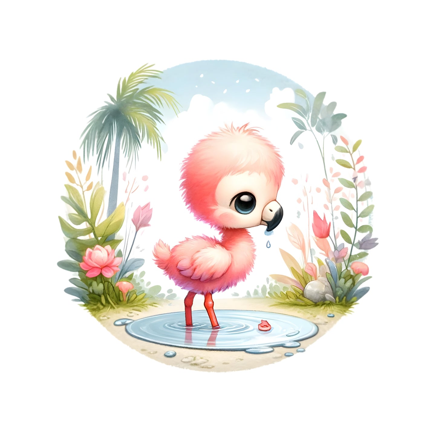 Bügelbild kleiner Flamingo