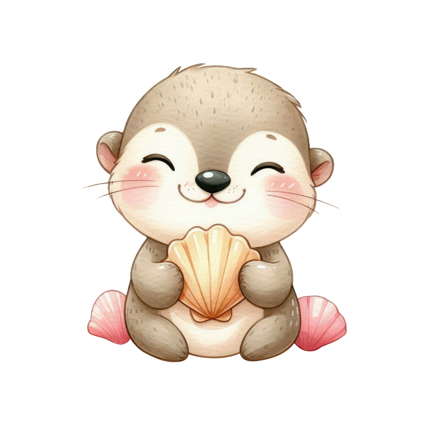 Bügelbild Otter mit Muschel