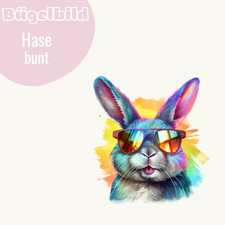 Bügelbild Hase bunt