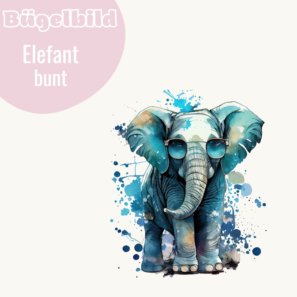 Bügelbild Elefant bunt