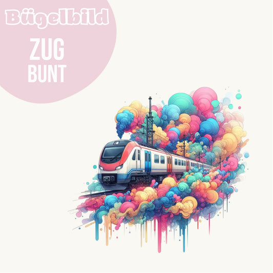 Bügelbild Zug bunt