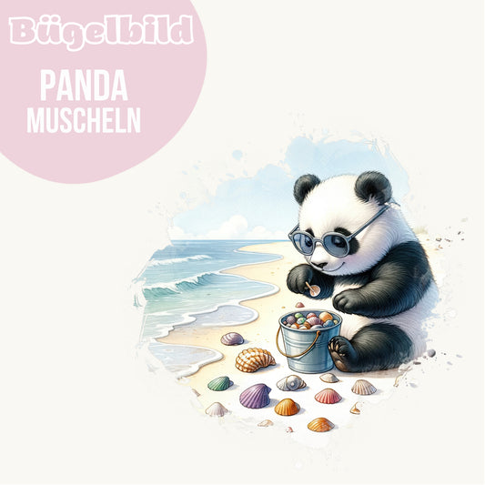 Bügelbild Panda Muscheln