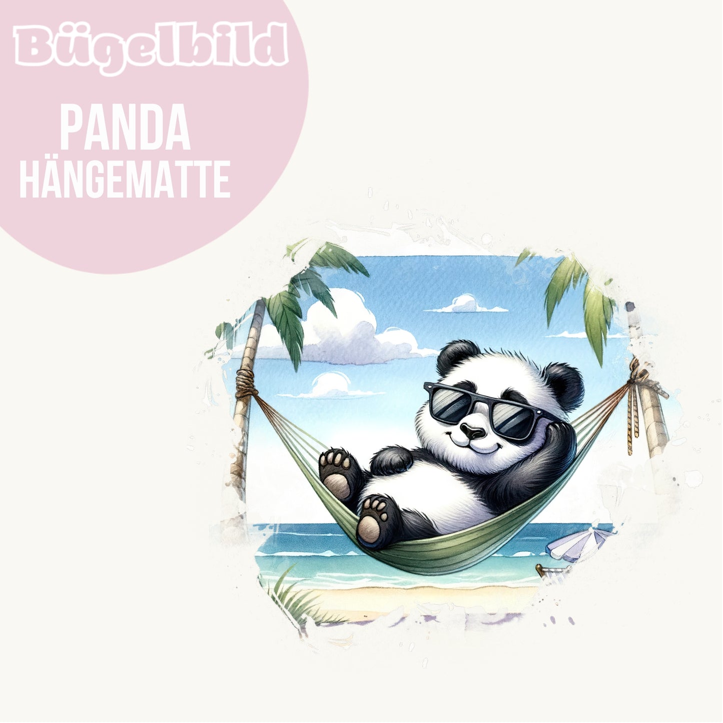 Bügelbild Panda Hängematte