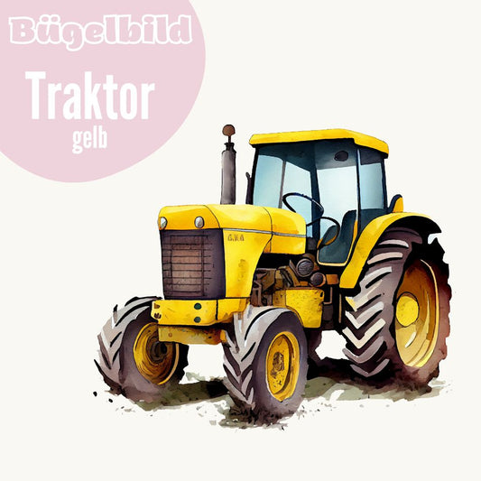 Bügelbild Traktor gelb