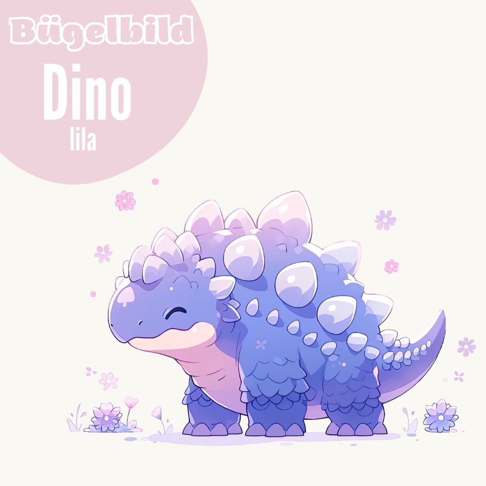 Bügelbild Dino lila