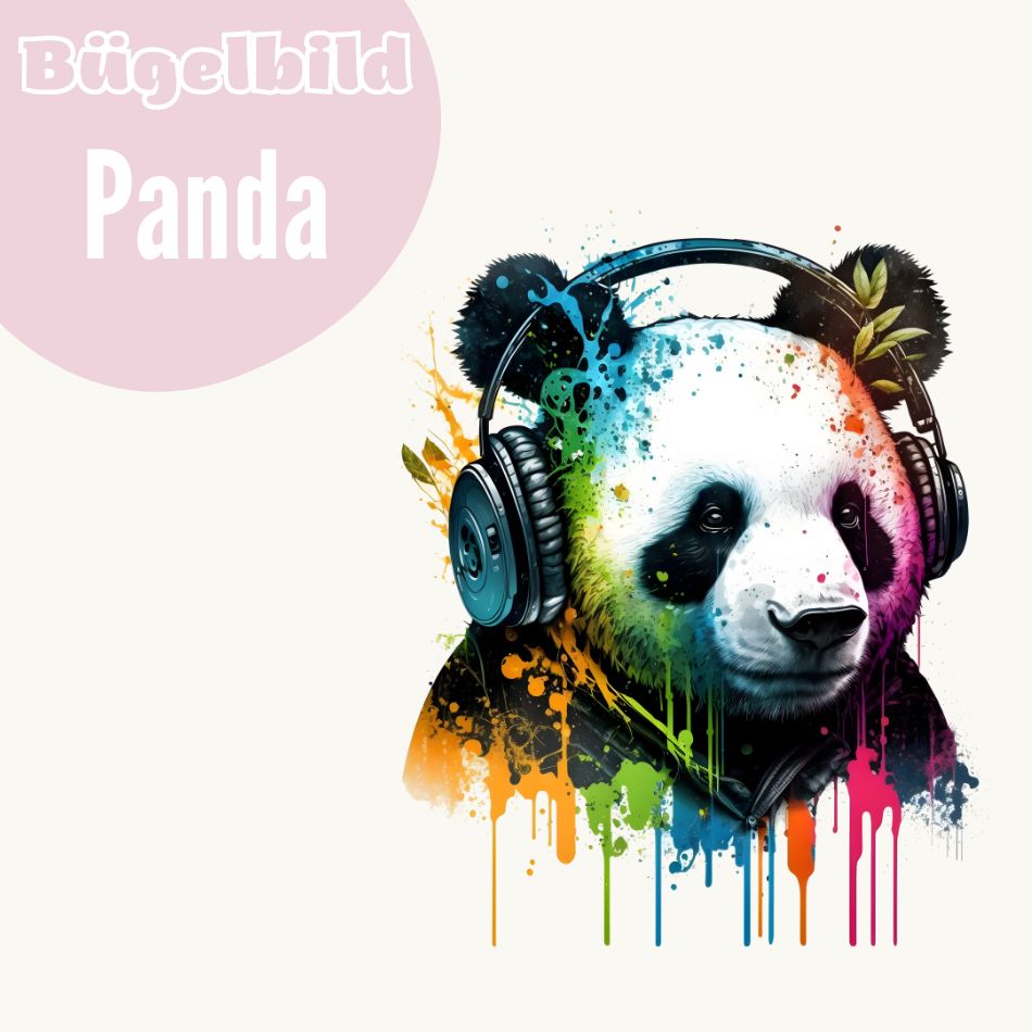 Bügelbild Panda bunt