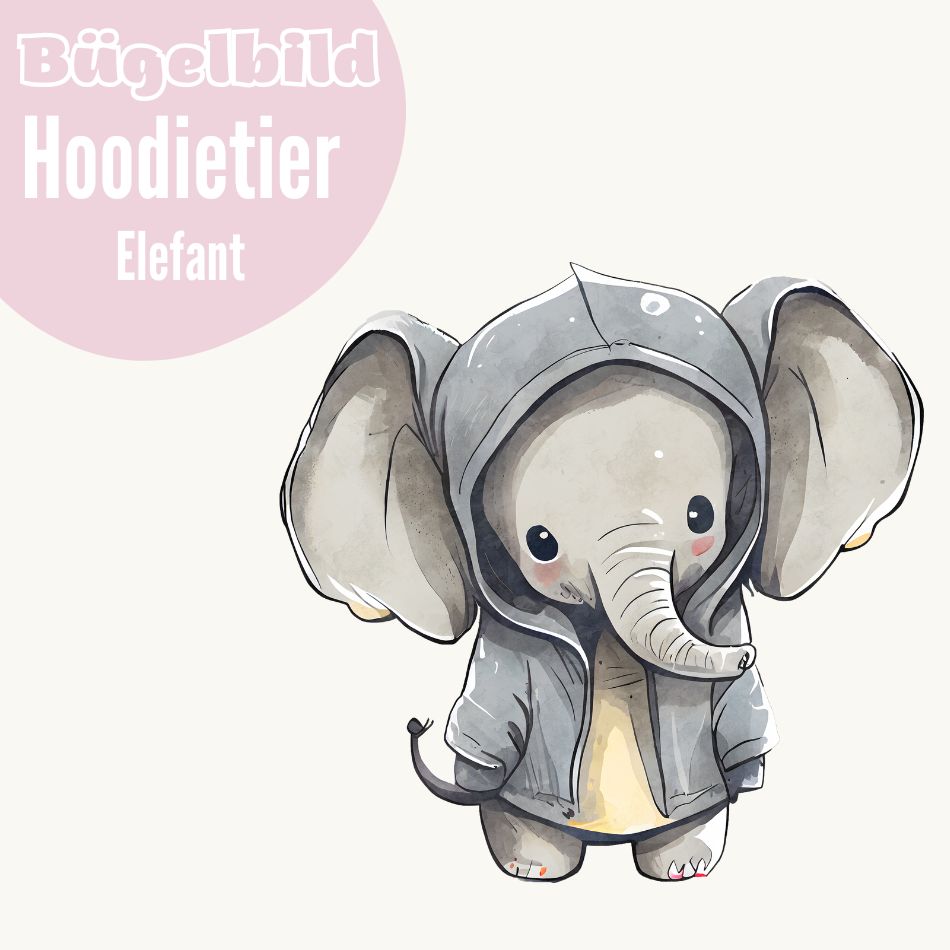 Bügelbild Hoodietier Elefant