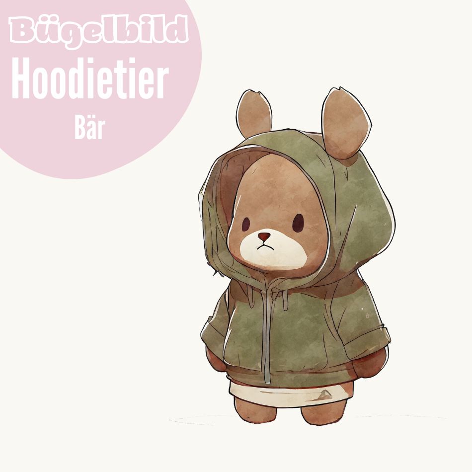 Bügelbild Hoodietier Bär