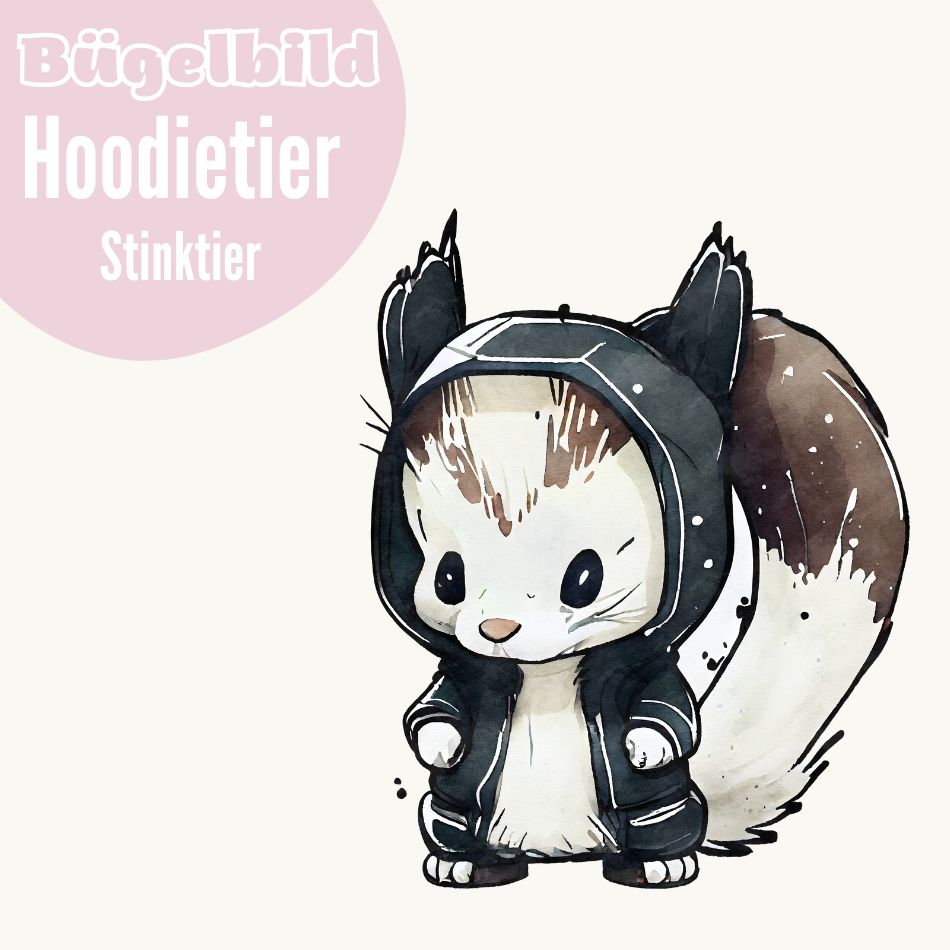 Bügelbild Hoodietier Stinktier