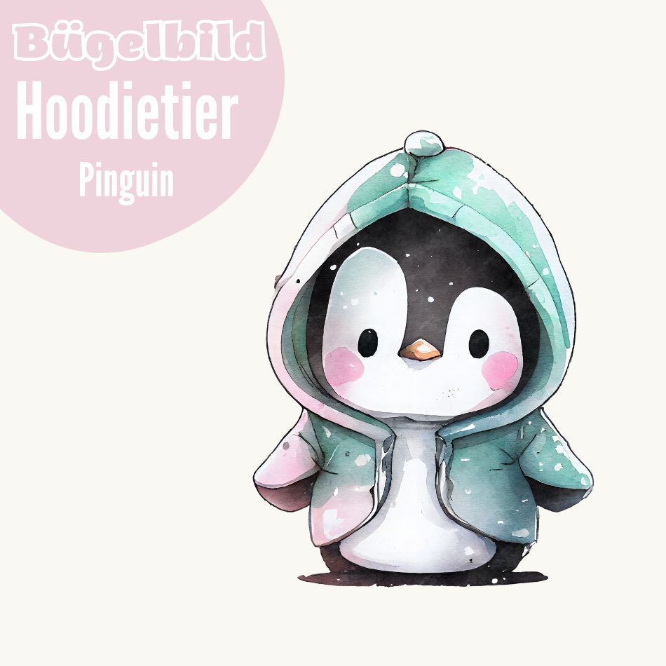 Bügelbild Hoodietier Pinguin