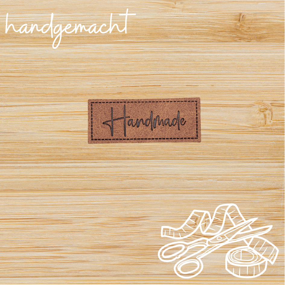 Kunstlederlabel "Handmade" eckig