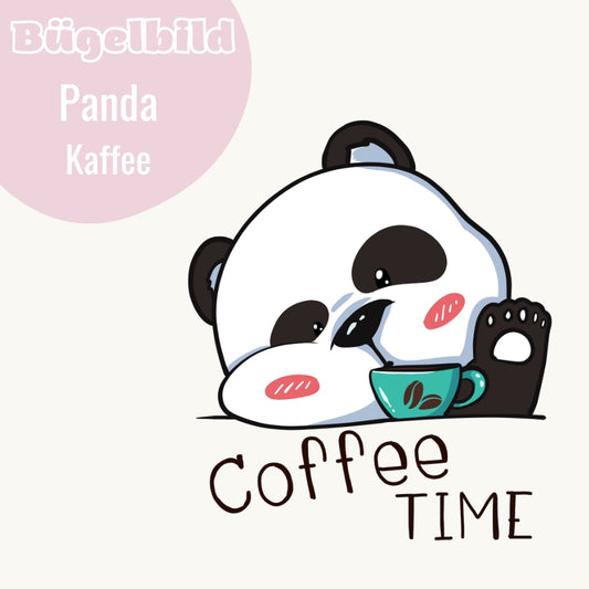 Bügelbild Panda Kaffee