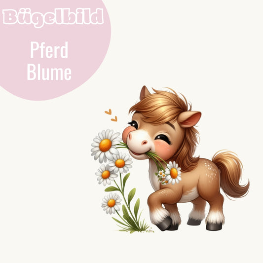 Bügelbild Pferd Blumen